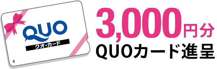 3000円分QUOカード進呈