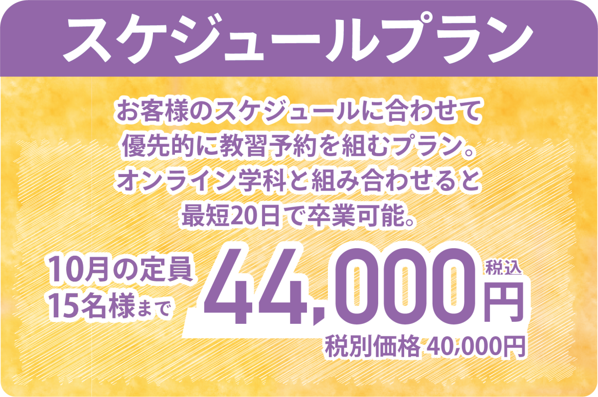 スケジュールプランは、お客様のスケジュールに合わせて優先的に予約を組むプラン
